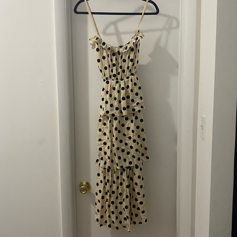 Cream and Velvet Black Polka Dot Maxi Dress